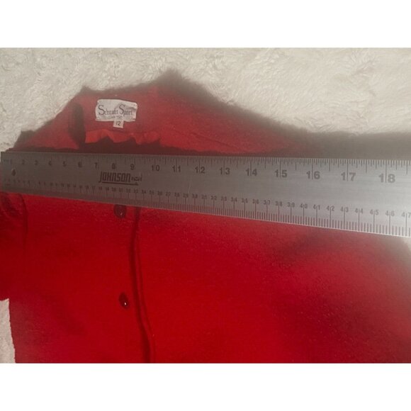 Vintage Schrader Sport Womens Wool Mock Neck Button Cardigan Sweater Size 12 Red - Picture 6 of 8